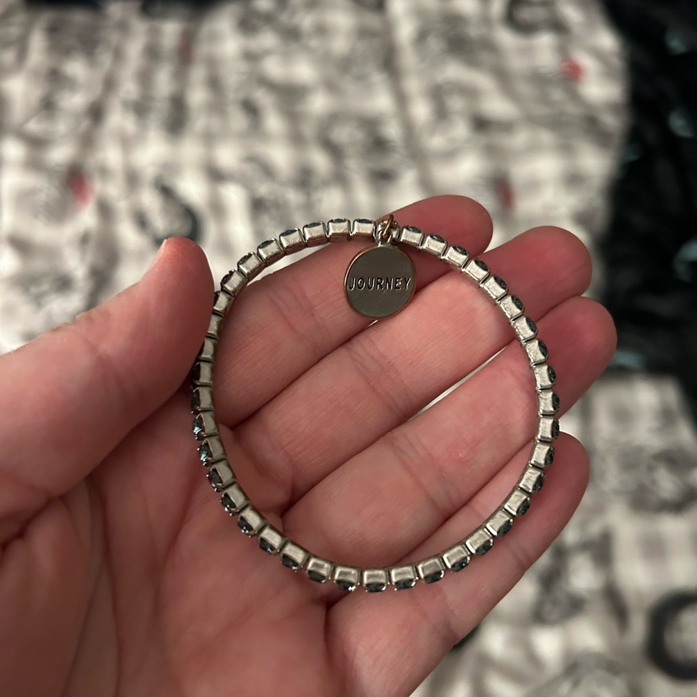 Touchstone crystal stretch bracelet with blue Swarovski crystals EUC